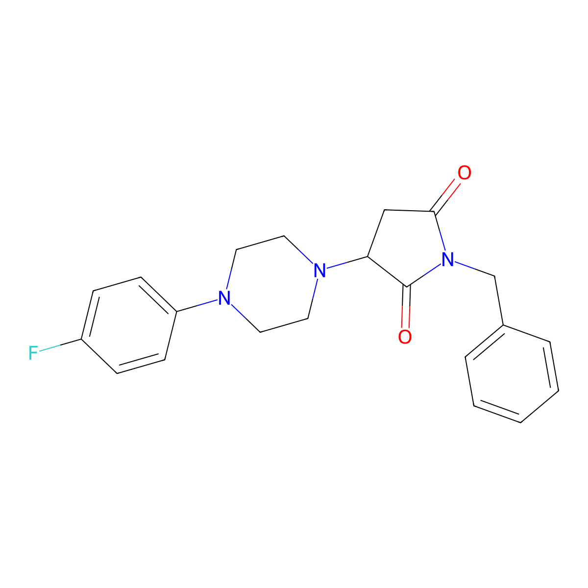 1-Benzyl-3-[4-(4-fluorophenyl)piperazin-1-yl]pyrrolidine-2,5-dione molecular structure, CAS 857494-26-9