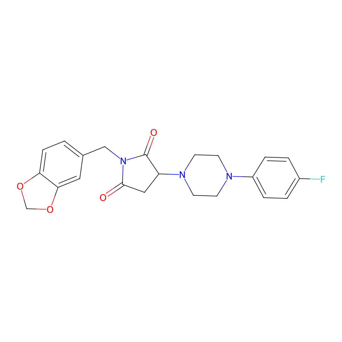1-(1,3-Benzodioxol-5-ylmethyl)-3-[4-(4-fluorophenyl)piperazin-1-yl]pyrrolidine-2,5-dione molecular structure, CAS 857494-29-2