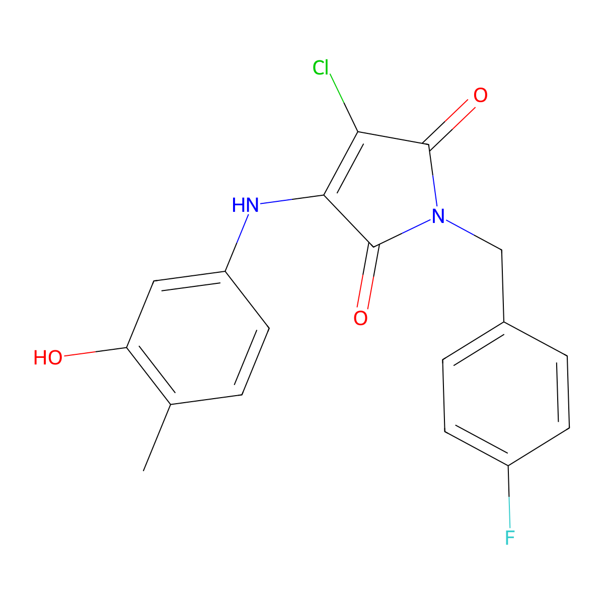 3-Chloro-1-[(4-fluorophenyl)methyl]-4-(3-hydroxy-4-methylanilino)pyrrole-2,5-dione molecular structure, CAS 857494-62-3