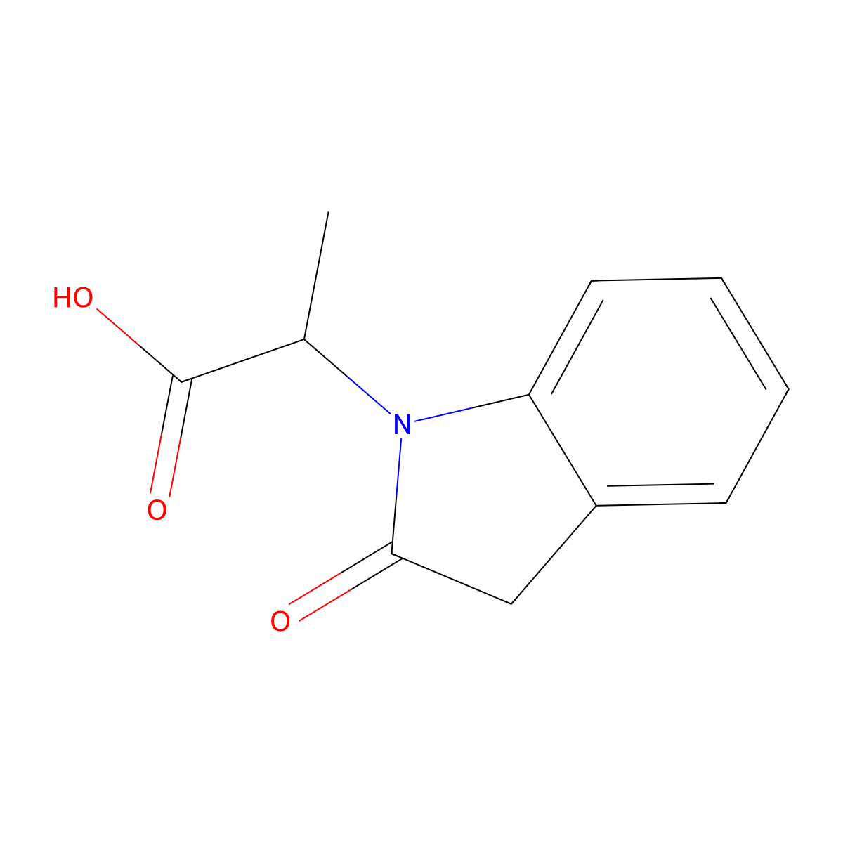 2-(2-Oxoindolinyl)propanoic acid molecular structure, CAS 857496-53-8