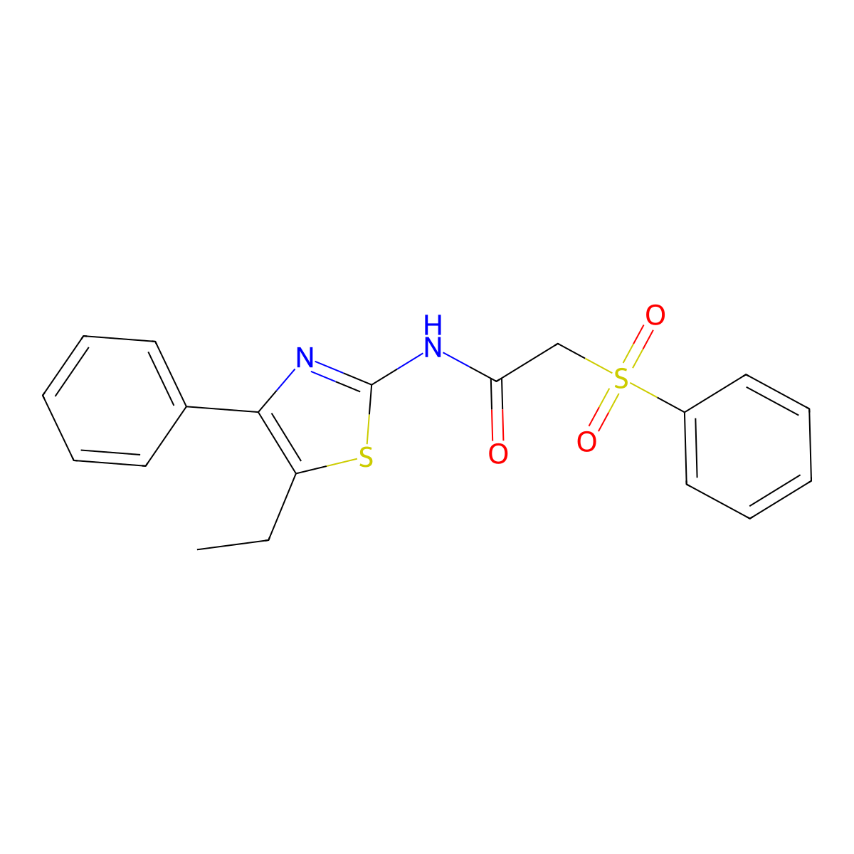 2-(benzenesulfonyl)-N-(5-ethyl-4-phenyl-1,3-thiazol-2-yl)acetamide molecular structure, CAS 857497-74-6