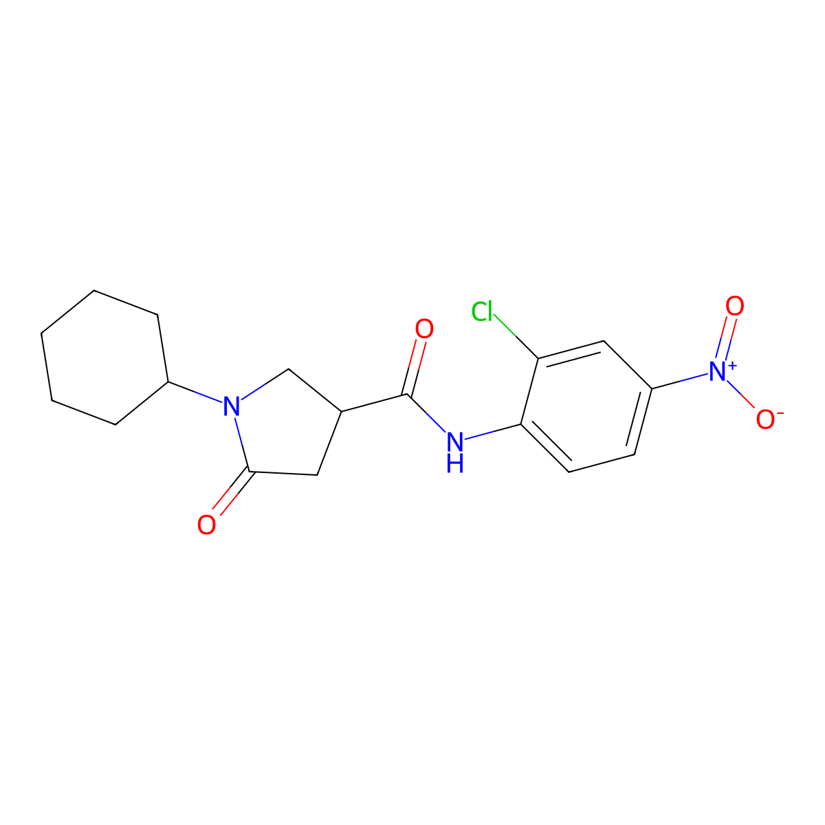 N-(2-chloro-4-nitrophenyl)-1-cyclohexyl-5-oxopyrrolidine-3-carboxamide molecular structure, CAS 857497-76-8