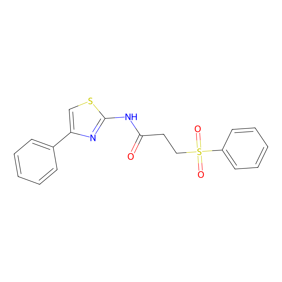 3-(benzenesulfonyl)-N-(4-phenyl-1,3-thiazol-2-yl)propanamide molecular structure, CAS 857497-87-1