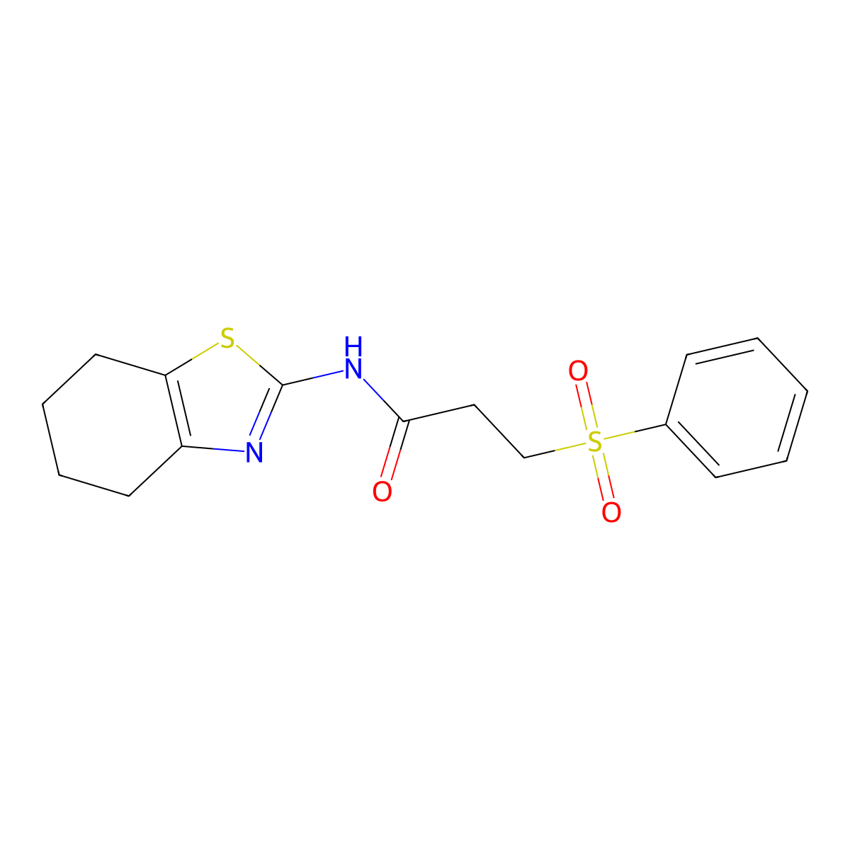 3-(benzenesulfonyl)-N-(4,5,6,7-tetrahydro-1,3-benzothiazol-2-yl)propanamide molecular structure, CAS 857497-88-2