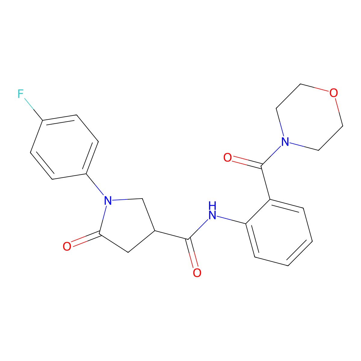 1-(4-fluorophenyl)-N-[2-(morpholine-4-carbonyl)phenyl]-5-oxopyrrolidine-3-carboxamide molecular structure, CAS 857498-11-4