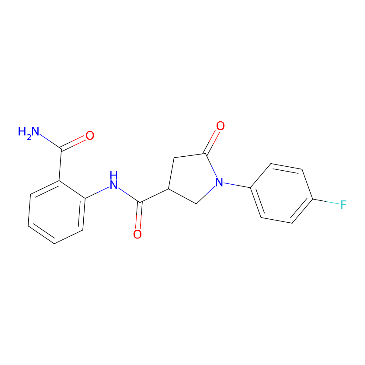 N-(2-carbamoylphenyl)-1-(4-fluorophenyl)-5-oxopyrrolidine-3-carboxamide molecular structure, CAS 857498-16-9