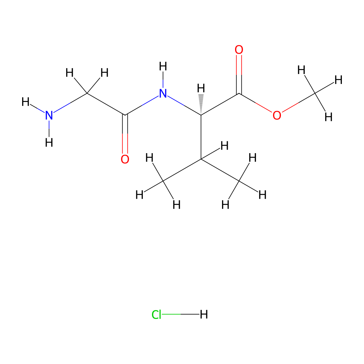 methyl (2R)-2-(2-aminoacetamido)-3-methylbutanoate hydrochloride molecular structure, CAS 857506-76-4