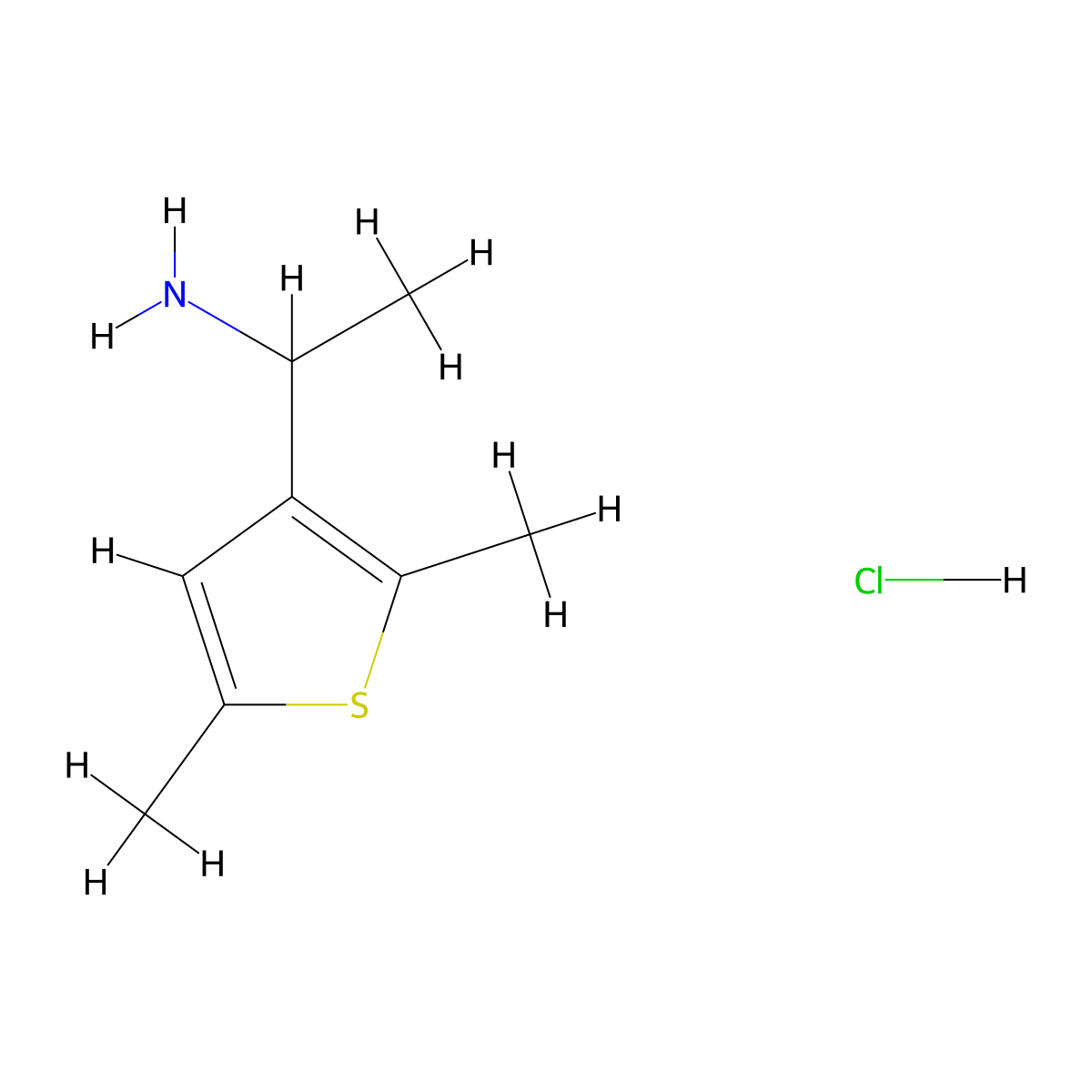 1-(2,5-Dimethylthiophen-3-yl)ethan-1-amine hydrochloride molecular structure, CAS 857546-95-3