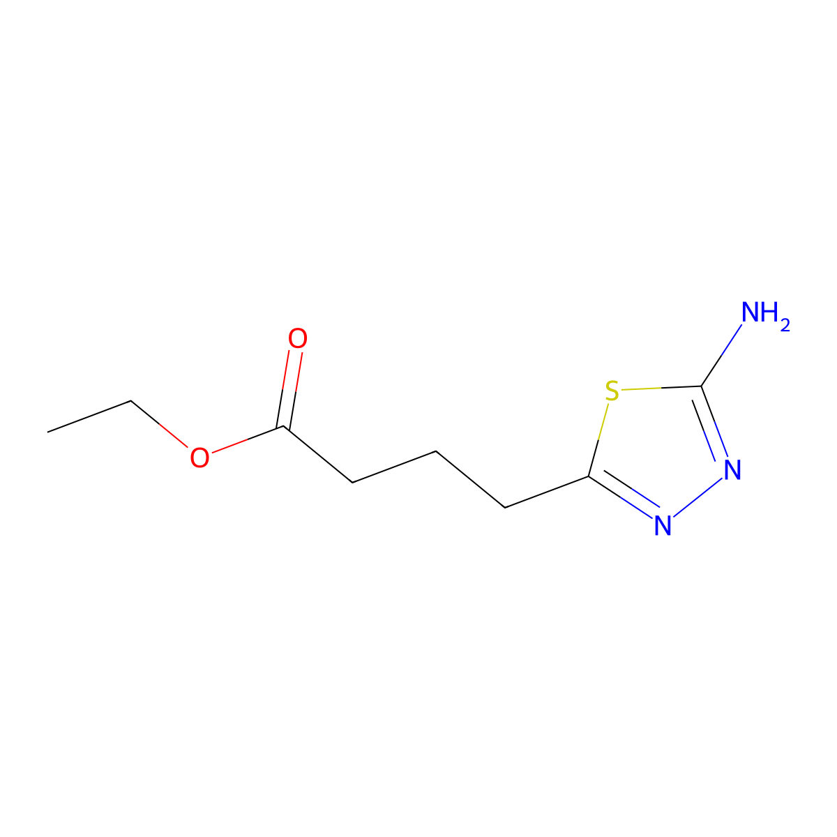 Ethyl 4-(5-amino-1,3,4-thiadiazol-2-yl)butanoate molecular structure, CAS 857548-11-9