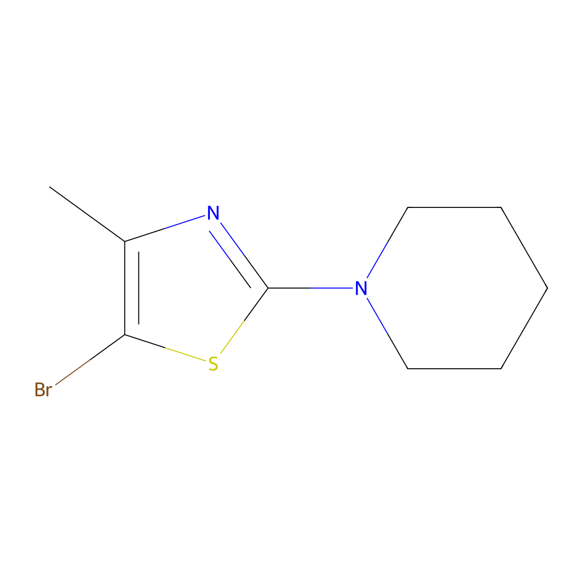 1-(5-Bromo-4-methyl-1,3-thiazol-2-yl)piperidine molecular structure, CAS 857549-60-1