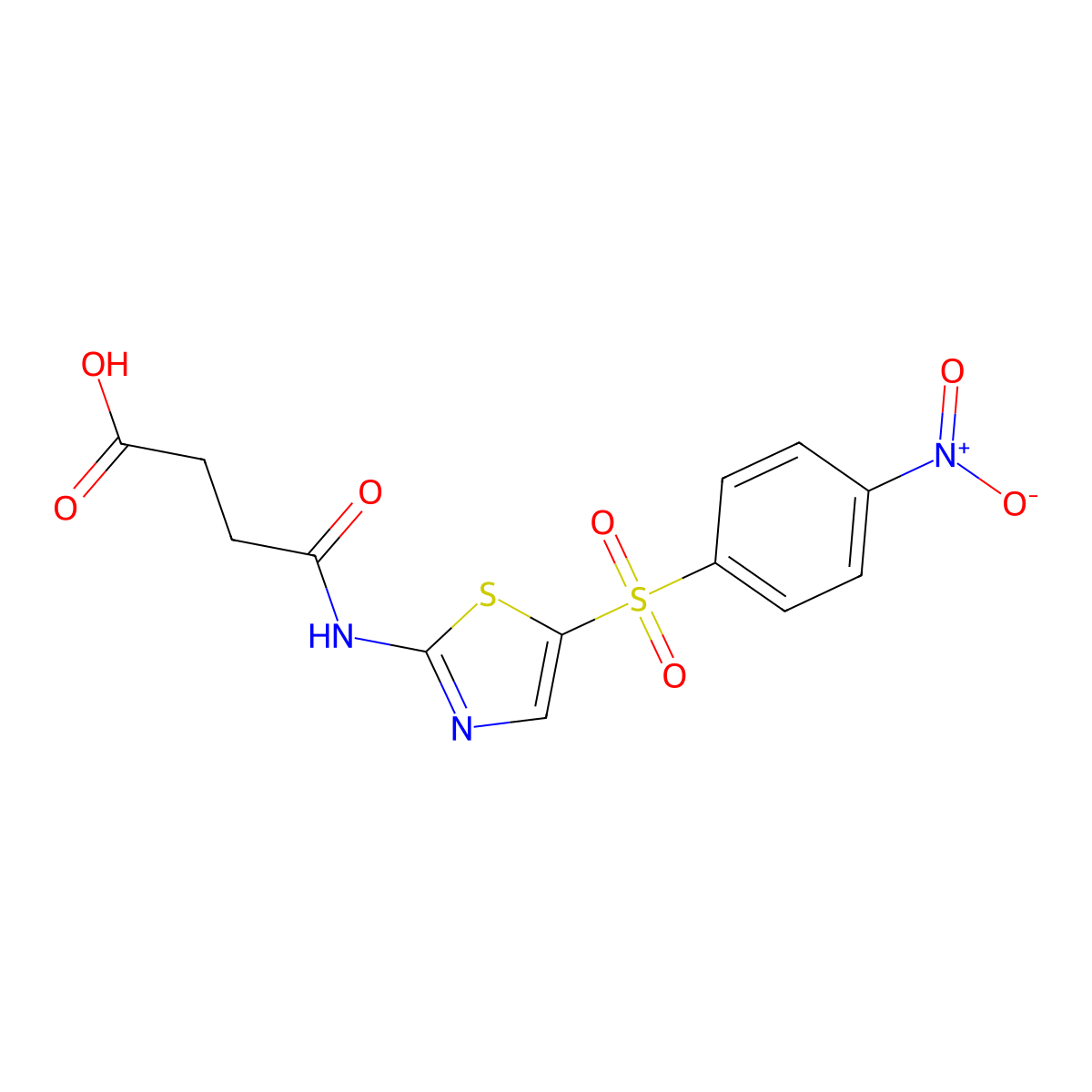 3-(N-{5-[(4-nitrophenyl)sulfonyl]-1,3-thiazol-2-yl}carbamoyl)propanoic acid molecular structure, CAS 857549-87-2