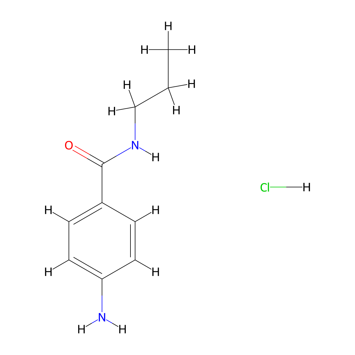 4-amino-N-propylbenzamide hydrochloride molecular structure, CAS 857583-50-7