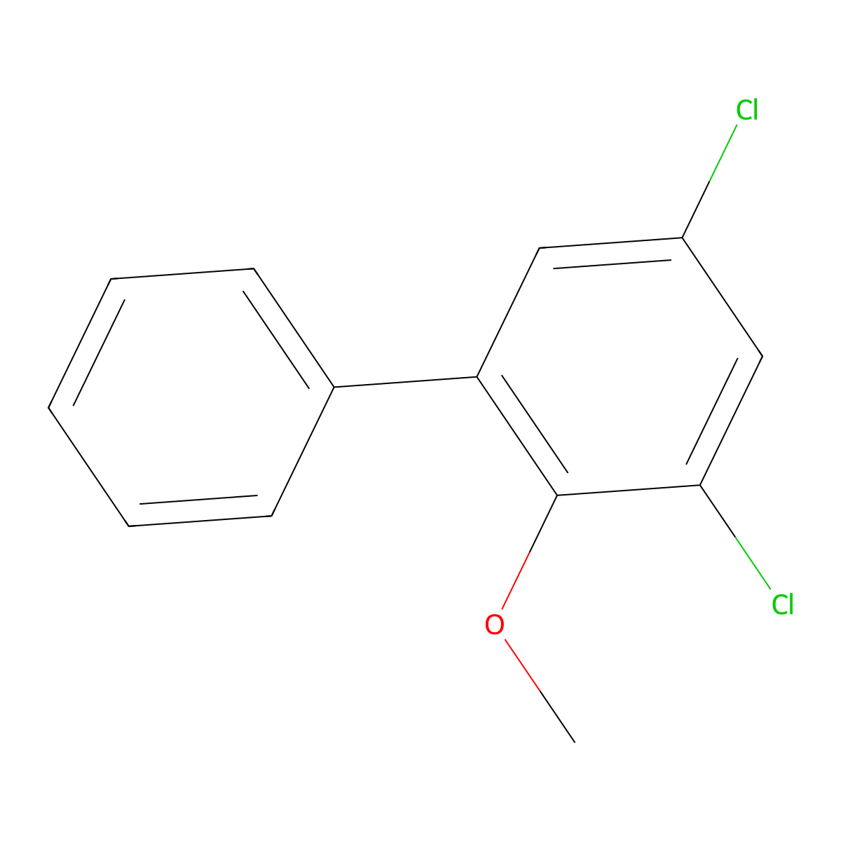3,5-Dichloro-2-methoxy-1,1'-biphenyl molecular structure, CAS 857590-34-2