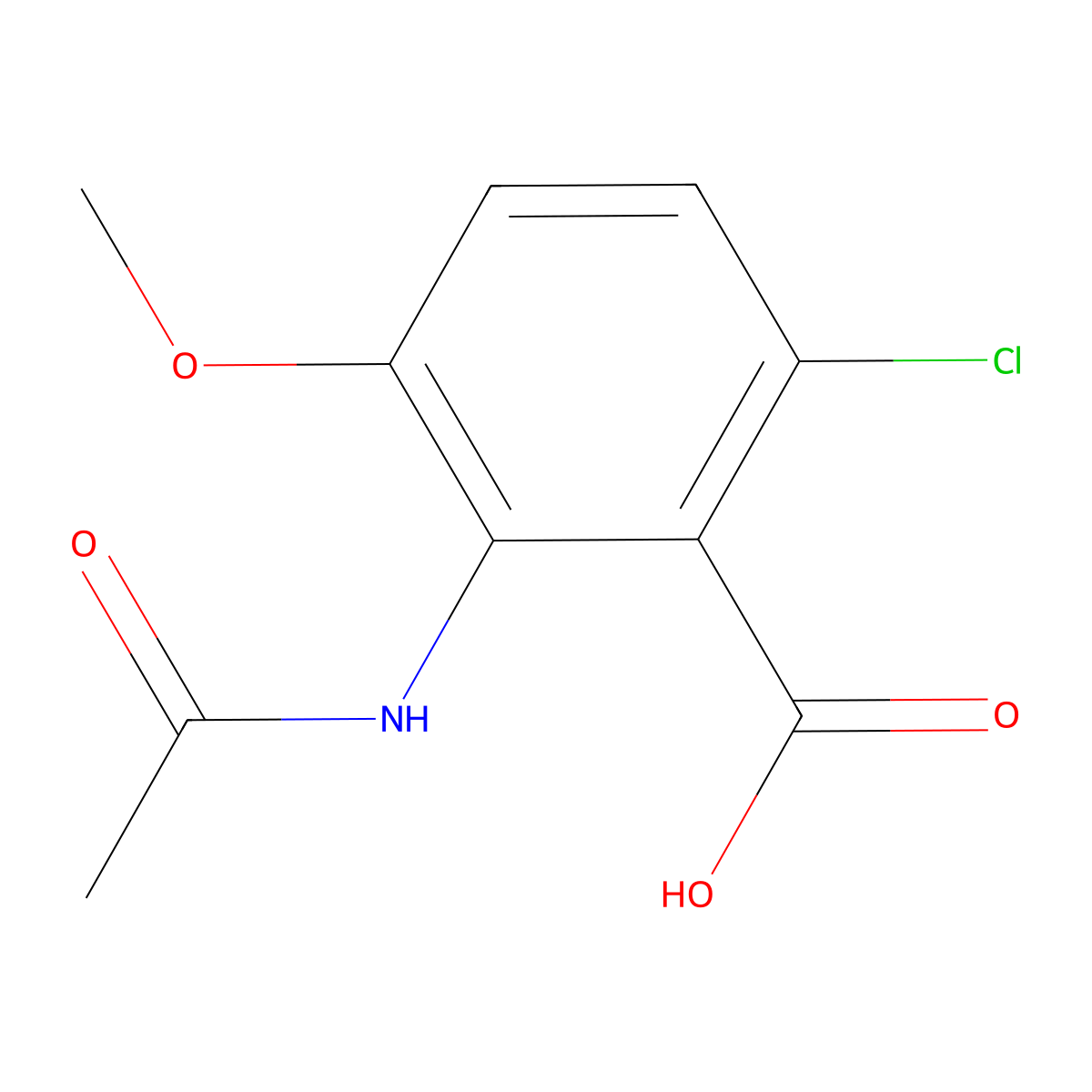 6-Chloro-2-acetamido-3-methoxybenzoic acid molecular structure, CAS 857599-29-2