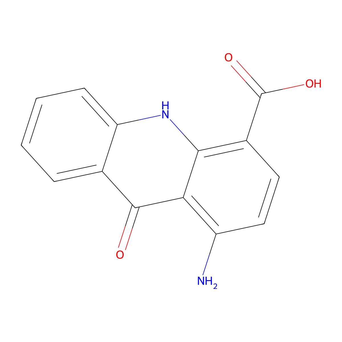 1-amino-9-oxo-10H-acridine-4-carboxylic acid molecular structure, CAS 857616-10-5