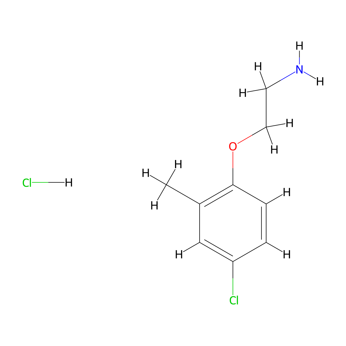 2-(4-Chloro-2-methylphenoxy)ethanamine hydrochloride molecular structure, CAS 857624-29-4