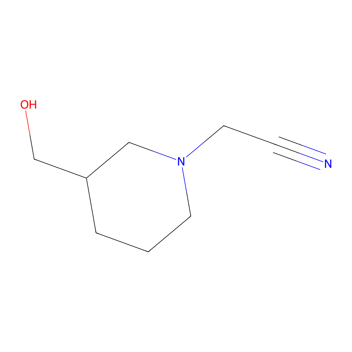 3-(Hydroxymethyl)-1-piperidineacetonitrile molecular structure, CAS 857636-98-7