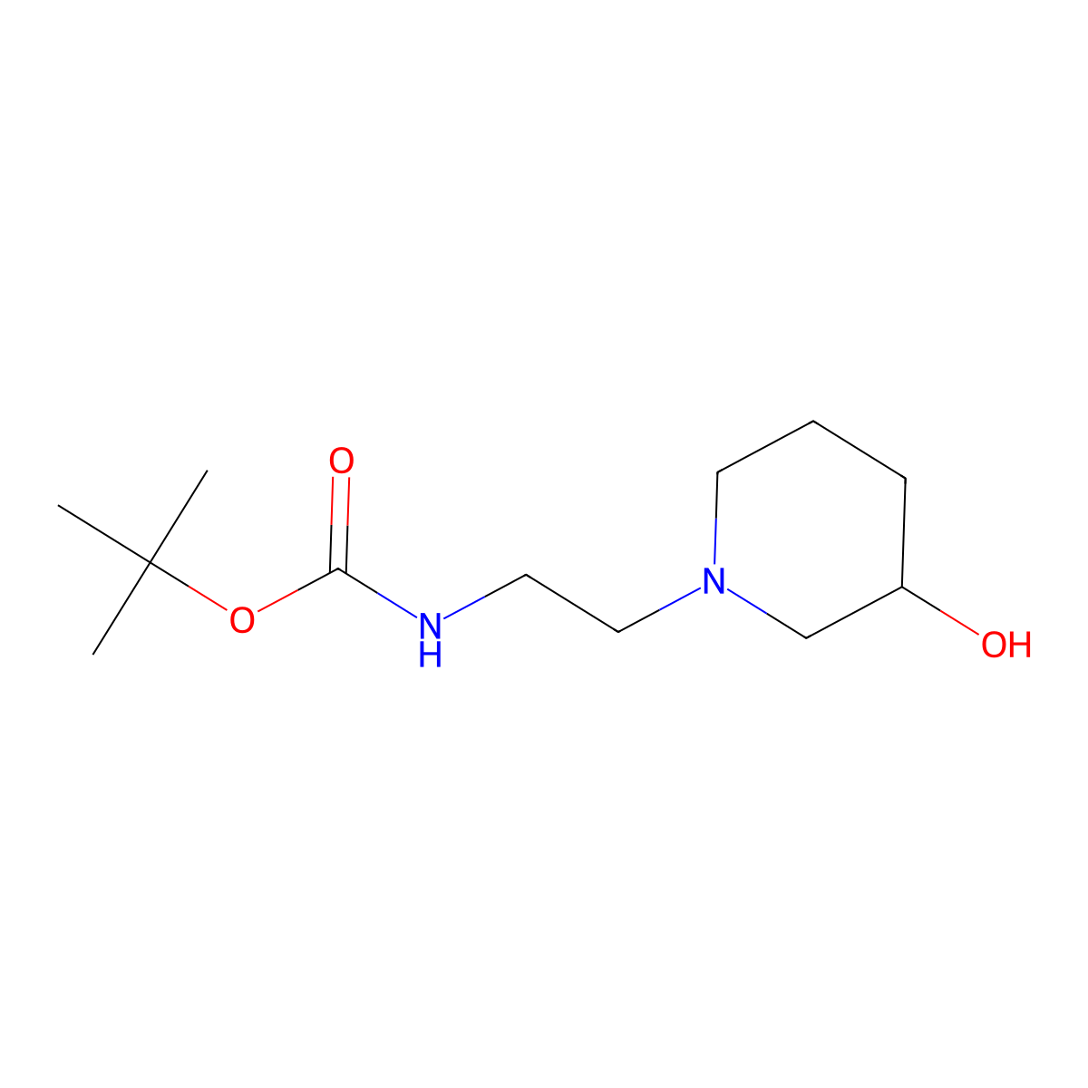 tert-butyl N-[2-(3-hydroxypiperidin-1-yl)ethyl]carbamate molecular structure, CAS 857637-25-3
