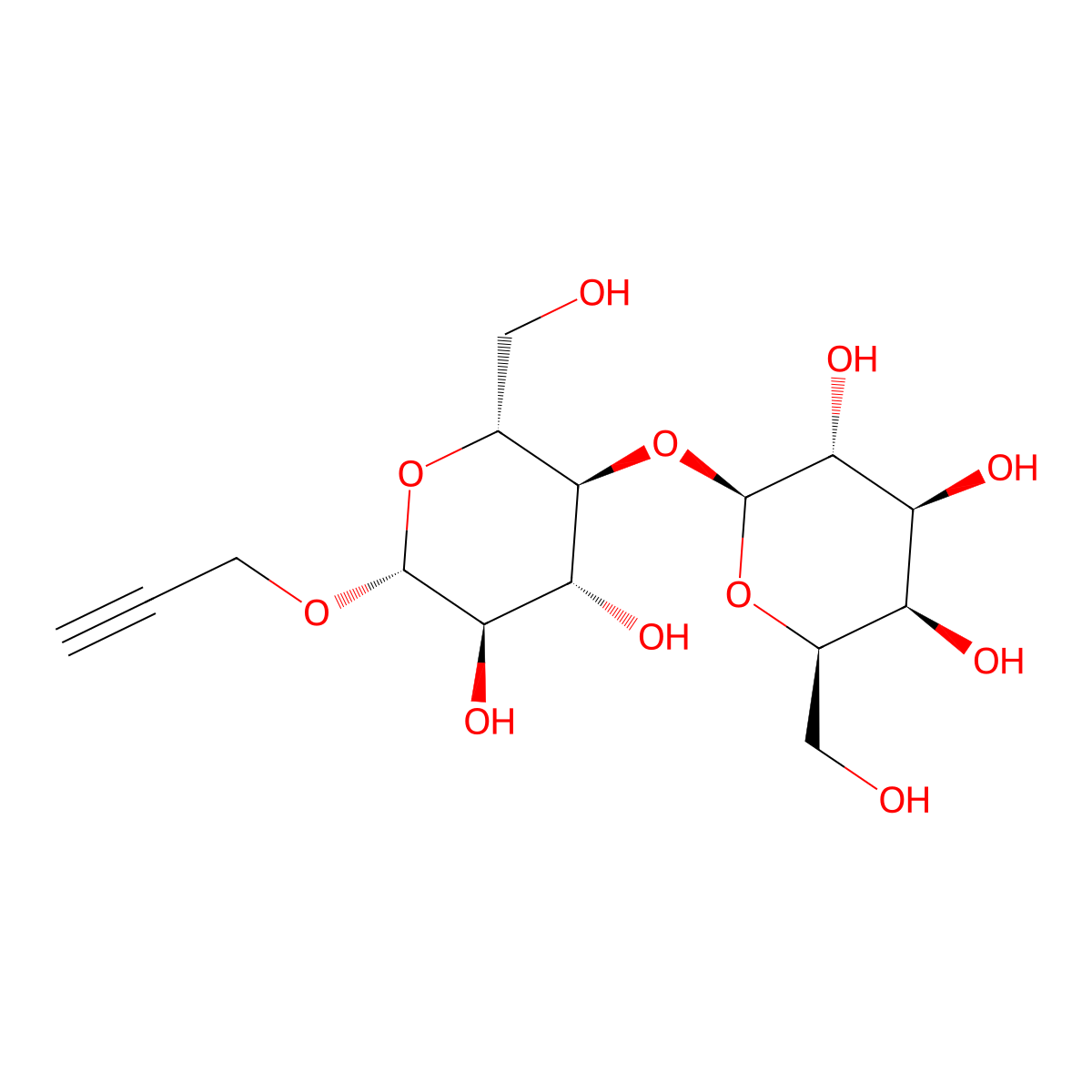 (2S,3R,4S,5R,6R)-2-(((2R,3S,4R,5R,6R)-4,5-dihydroxy-2-(hydroxymethyl)-6-(prop-2-yn-1-yloxy)tetrahydro-2H-pyran-3-yl)oxy)-6-(hydroxymethyl)tetrahydro-2H-pyran-3,4,5-triol molecular structure, CAS 857642-16-1