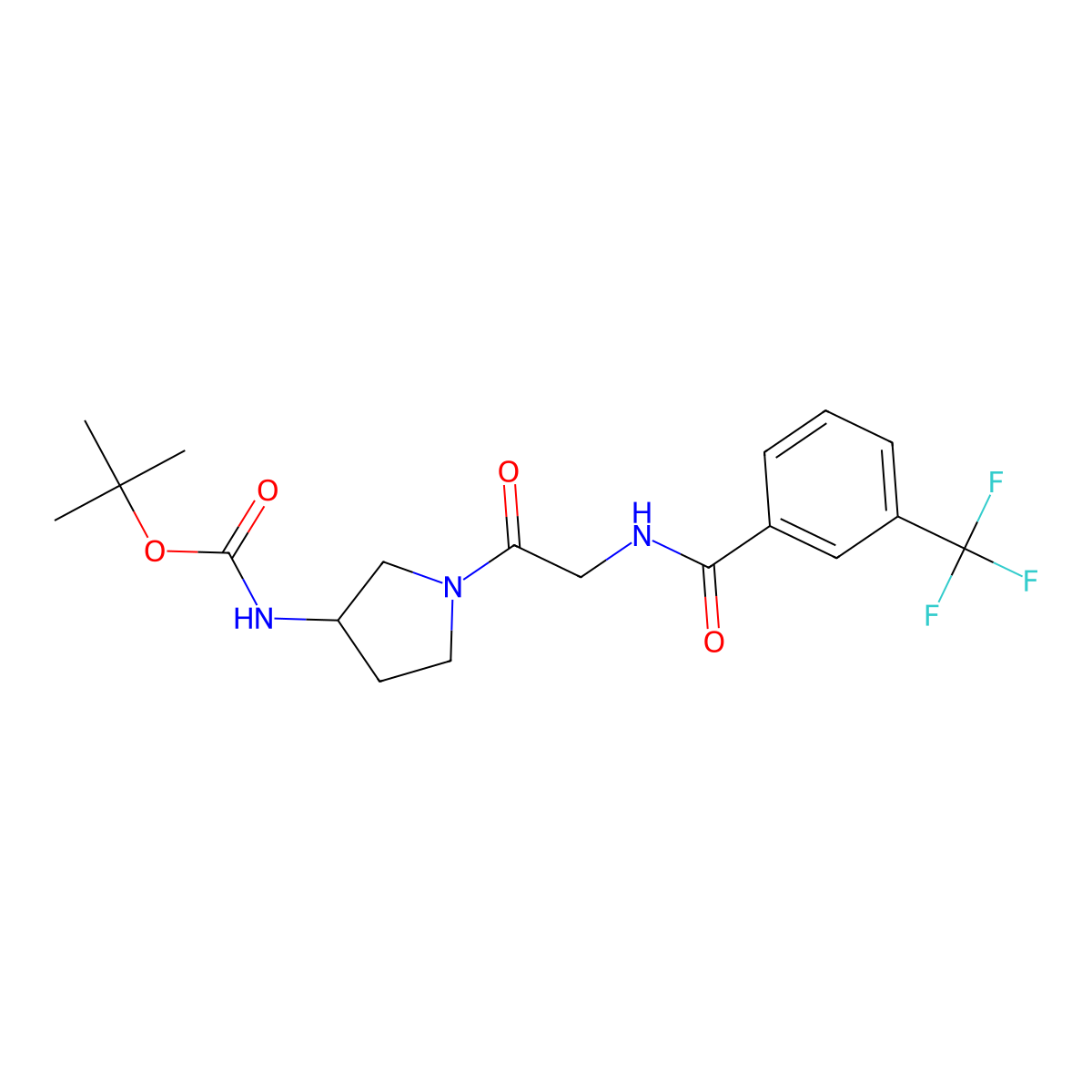 tert-Butyl [(3S)-1-({[3-(Trifluoromethyl)benzoyl]amino}acetyl)pyrrolidin-3-yl]carbamate molecular structure, CAS 857650-89-6