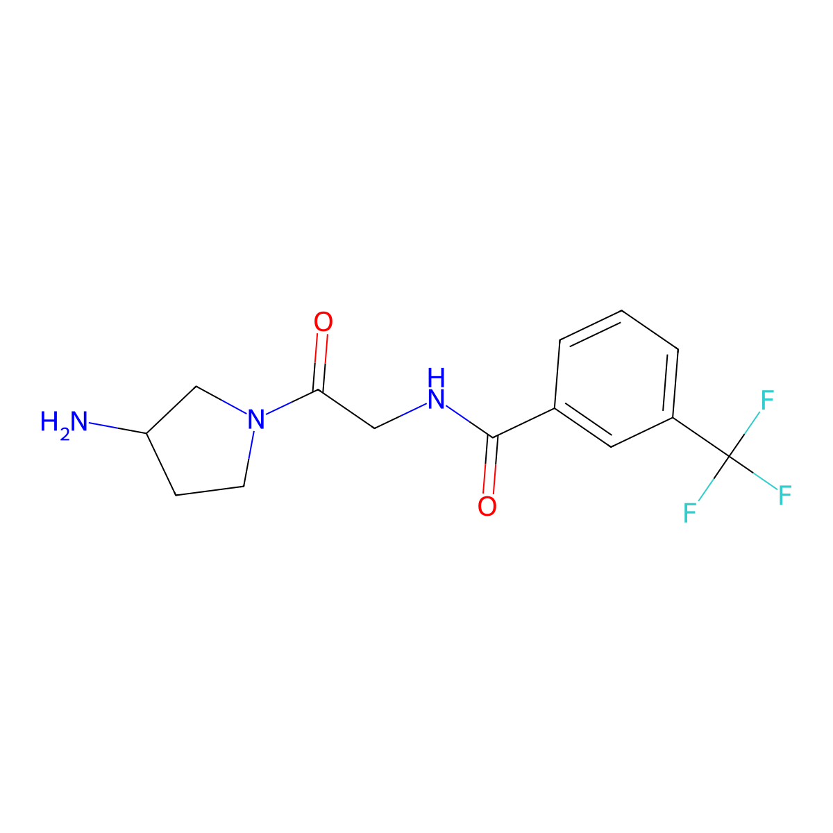 (S)-N-(2-(3-Aminopyrrolidin-1-yl)-2-oxoethyl)-3-(trifluoromethyl)benzamide molecular structure, CAS 857650-90-9