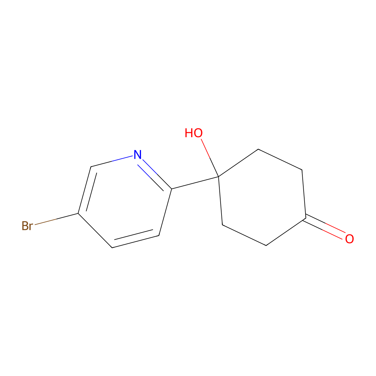 1-(5-Bromopyridin-2-yl)-4-oxocyclohexan-1-ol molecular structure, CAS 857650-99-8
