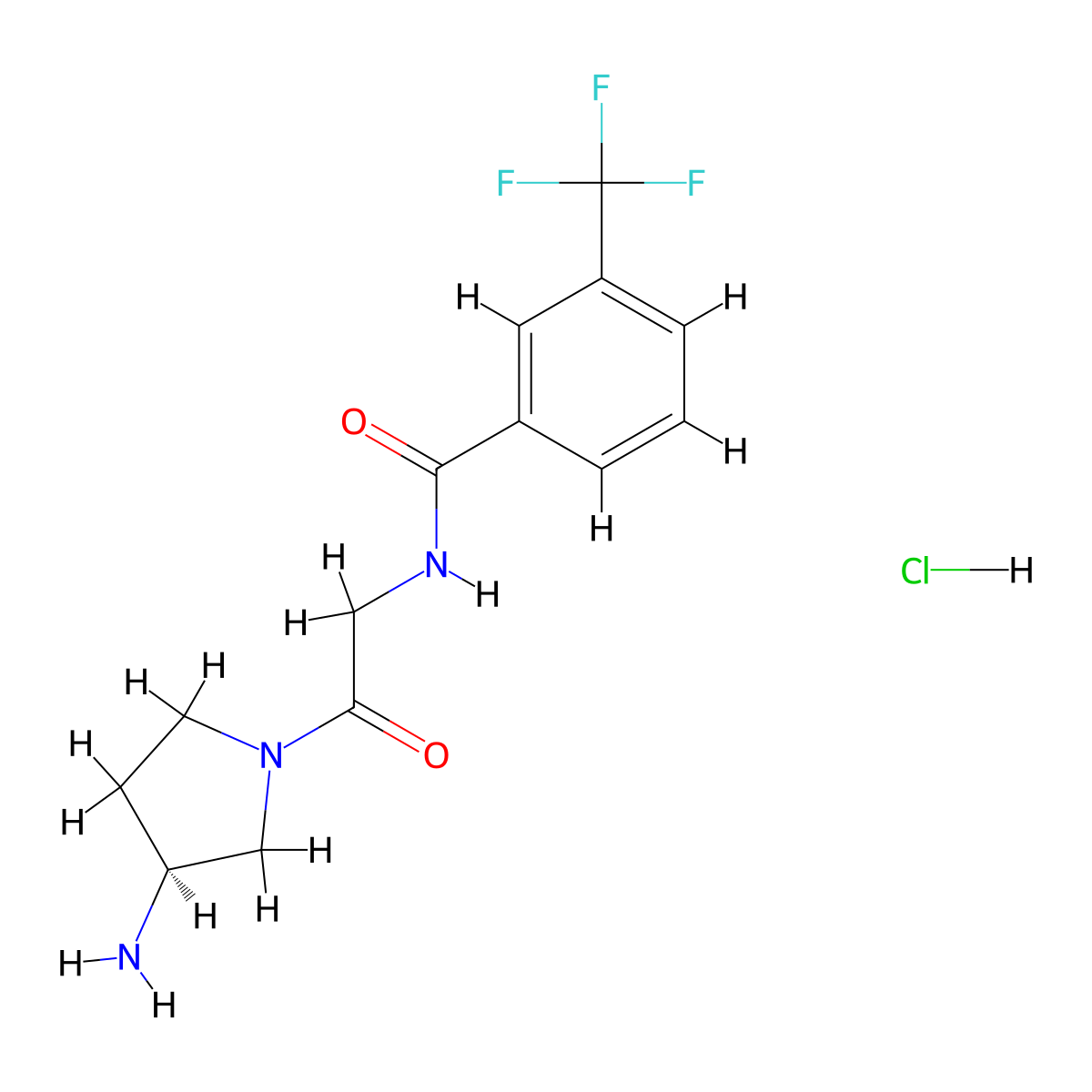 (S)-N-(2-(3-aminopyrrolidin-1-yl)-2-oxoethyl)-3-(trifluoromethyl)benzamide hydrochloride molecular structure, CAS 857651-01-5