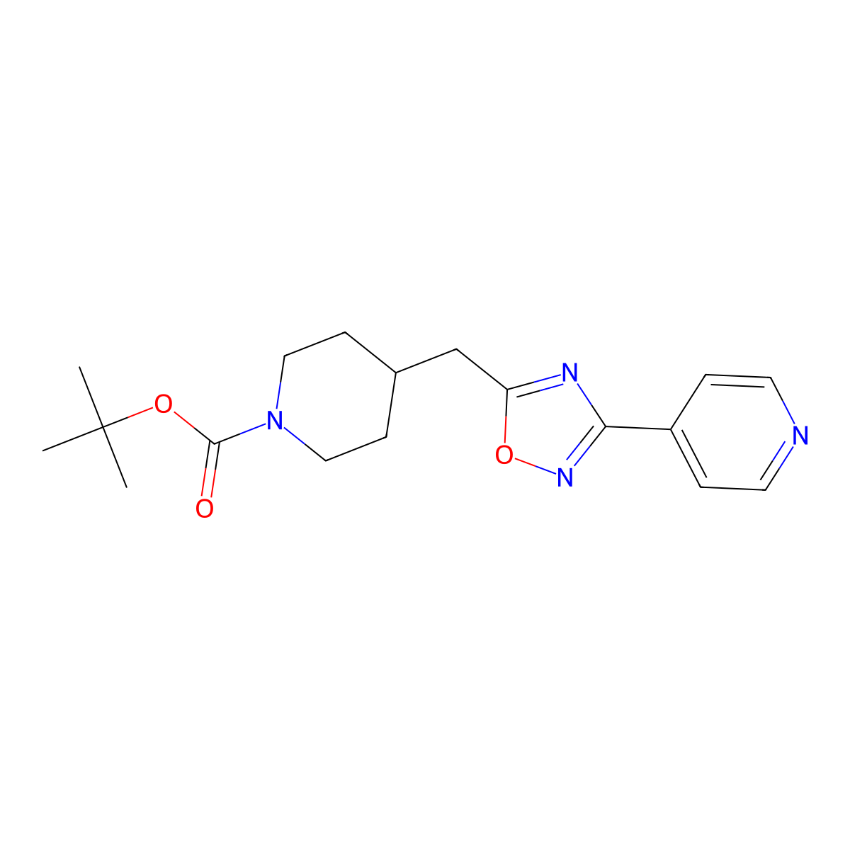 Tert-butyl 4-[(3-pyridin-4-yl-1,2,4-oxadiazol-5-yl)methyl]piperidine-1-carboxylate molecular structure, CAS 857652-40-5