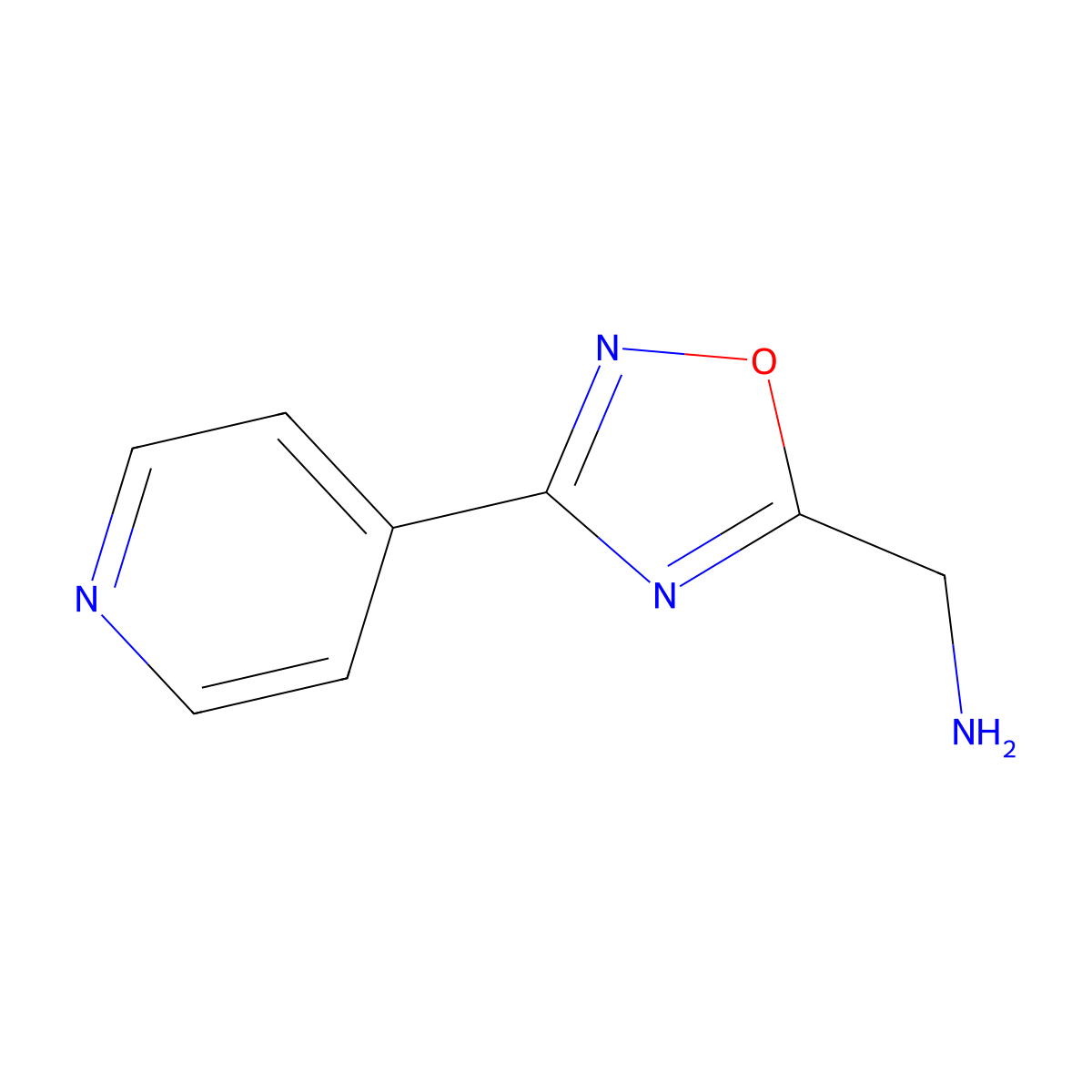 (3-(Pyridin-4-yl)-1,2,4-oxadiazol-5-yl)methanamine molecular structure, CAS 857653-92-0