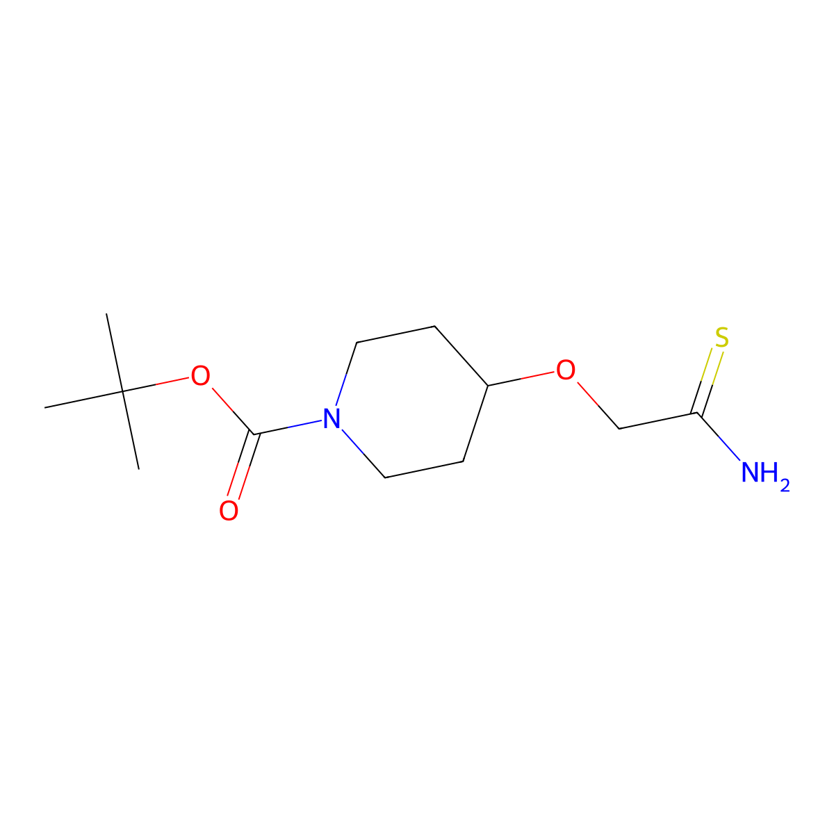 Tert-butyl 4-(carbamothioylmethoxy)piperidine-1-carboxylate molecular structure, CAS 857654-01-4