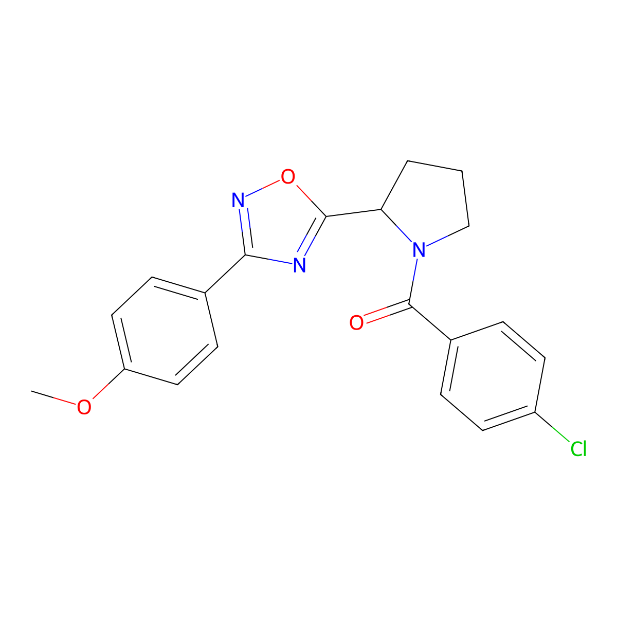5-[1-(4-Chlorobenzoyl)pyrrolidin-2-yl]-3-(4-methoxyphenyl)-1,2,4-oxadiazole molecular structure, CAS 857670-96-3