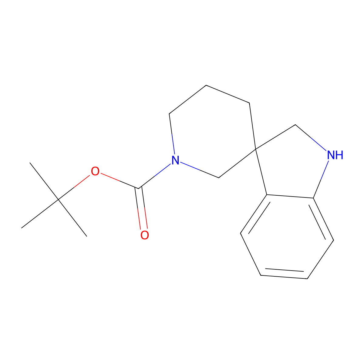 tert-Butyl spiro[indoline-3,3'-piperidine]-1'-carboxylate molecular structure, CAS 857677-52-2