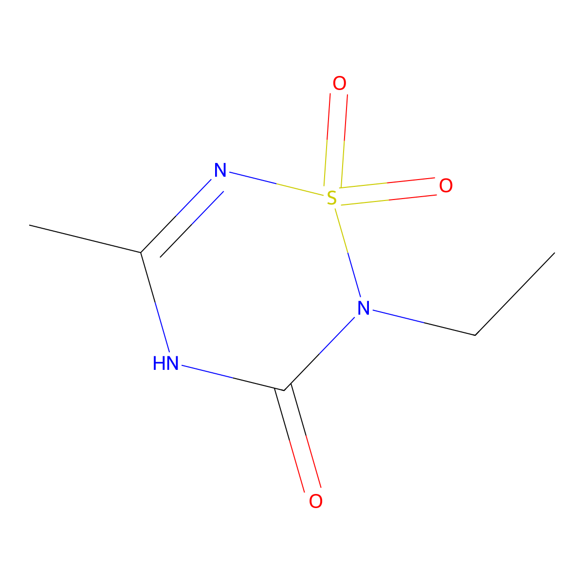 2H-1,2,4,6-Thiatriazin-3(4H)-one, 2-ethyl-5-methyl-, 1,1-dioxide molecular structure, CAS 85769-88-6
