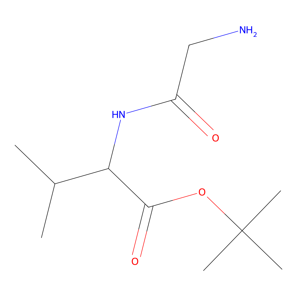 tert-butyl (2R)-2-(2-aminoacetamido)-3-methylbutanoate molecular structure, CAS 857722-64-6