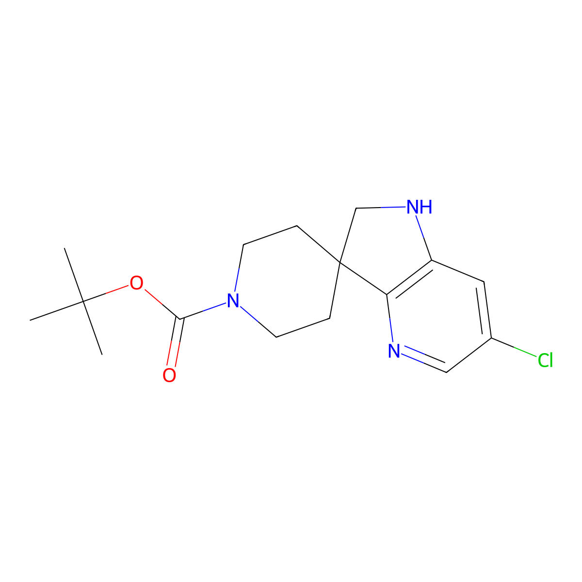 Tert-butyl 6'-chloro-1',2'-dihydrospiro[piperidine-4,3'-pyrrolo[3,2-B]pyridine]-1-carboxylate molecular structure, CAS 857730-15-5