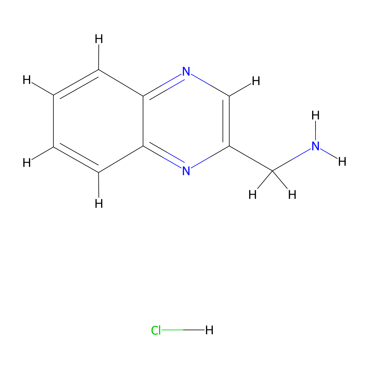 Quinoxalin-2-ylmethanamine hydrochloride molecular structure, CAS 857758-56-6