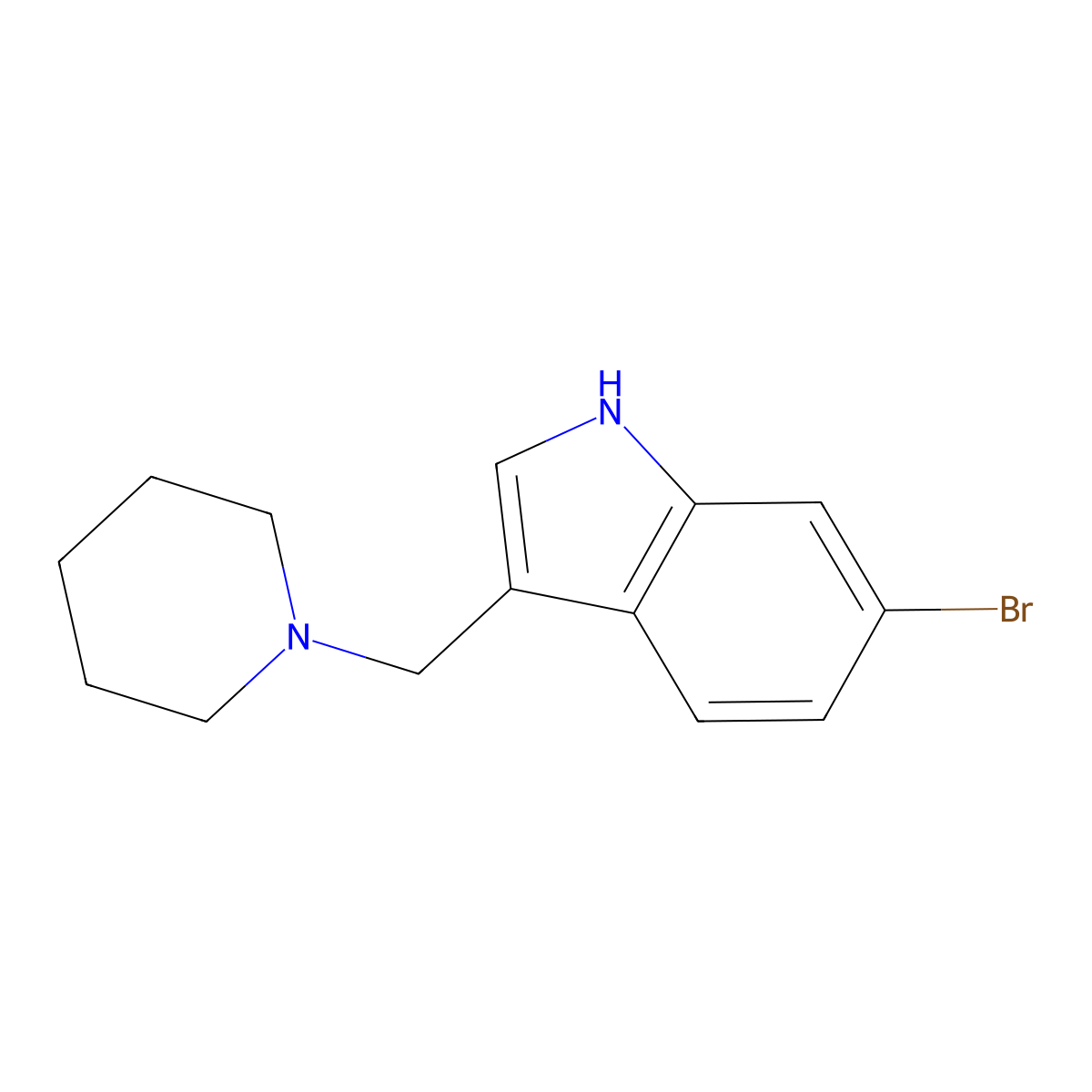 6-Bromo-3-(piperidin-1-ylmethyl)-1H-indole molecular structure, CAS 857776-82-0