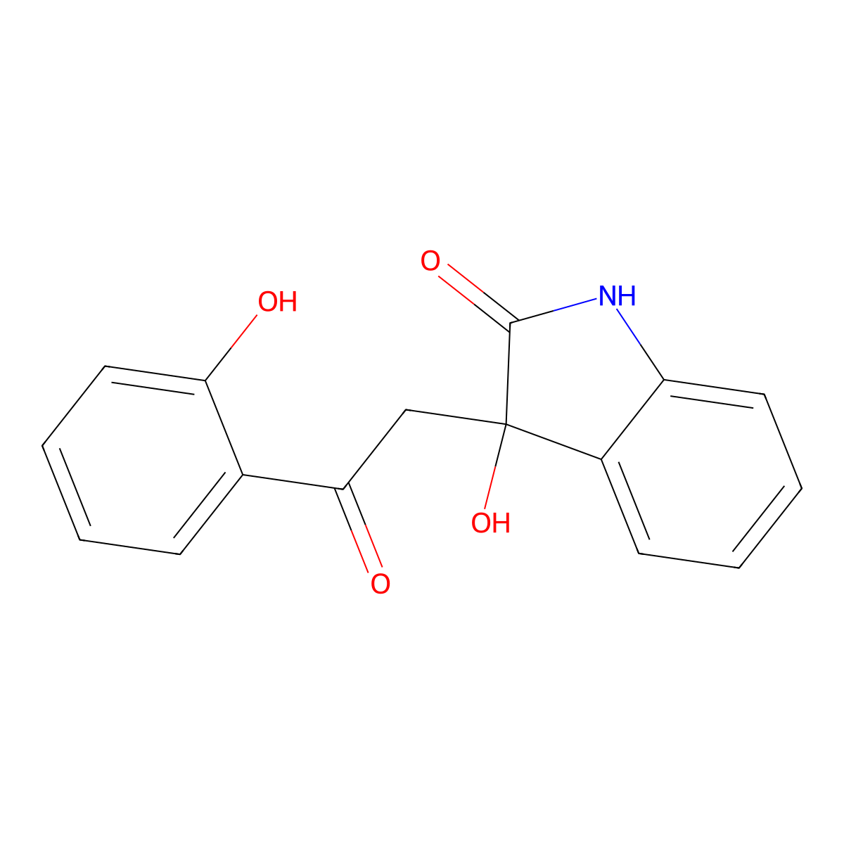 3-Hydroxy-3-(2-(2-hydroxyphenyl)-2-oxoethyl)-1,3-dihydro-2H-indol-2-one molecular structure, CAS 85778-45-6