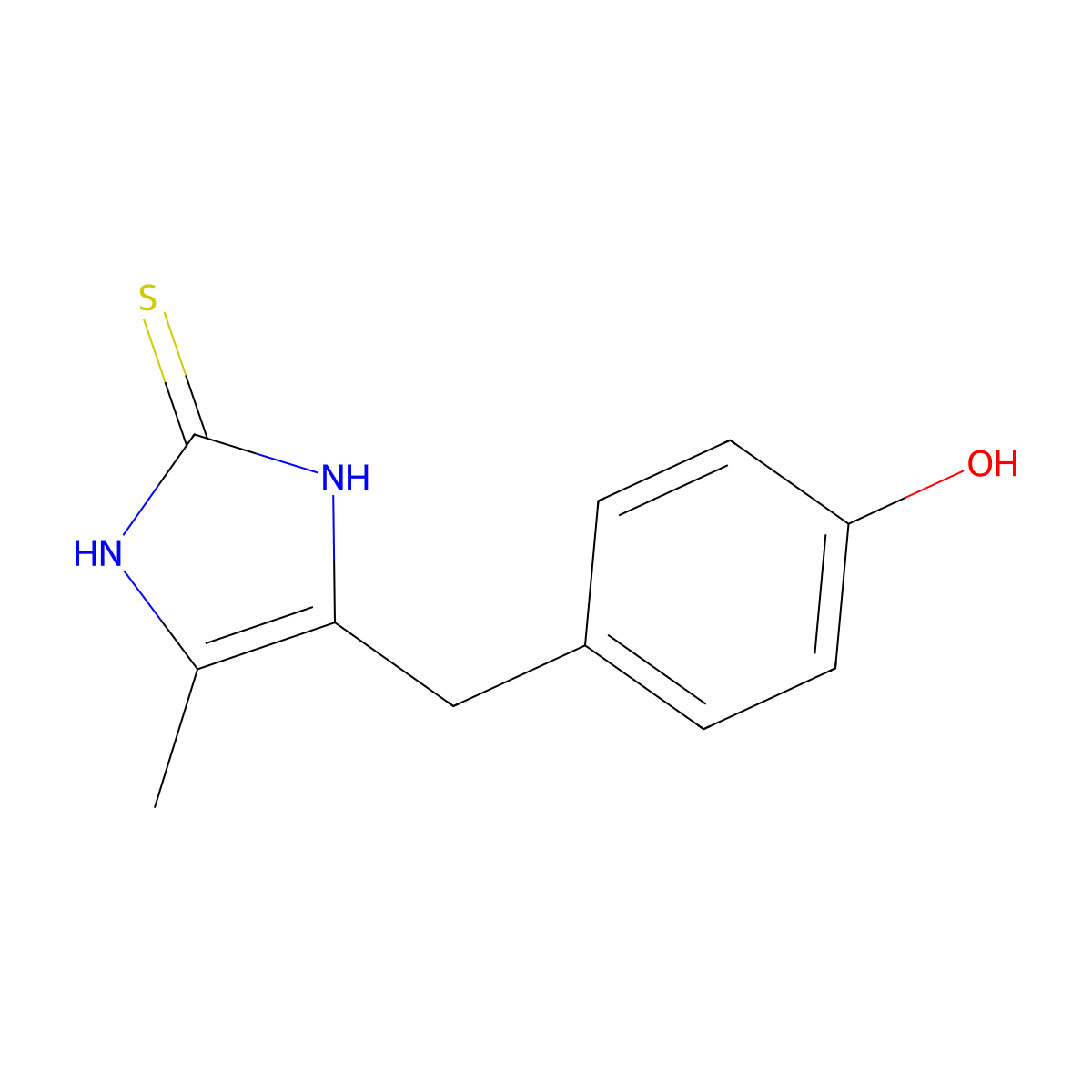 4-(4-hydroxybenzyl)-5-methyl-1,3-dihydro-2H-imidazole-2-thione molecular structure, CAS 857812-21-6