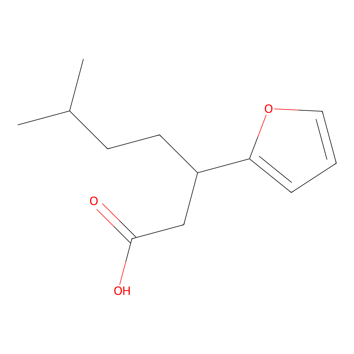 3-(Furan-2-yl)-6-methylheptanoic acid molecular structure, CAS 857820-39-4