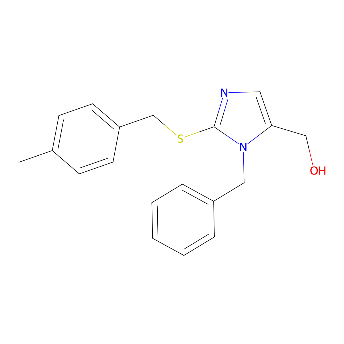 (1-benzyl-2-{[(4-methylphenyl)methyl]sulfanyl}-1H-imidazol-5-yl)methanol molecular structure, CAS 857876-44-9