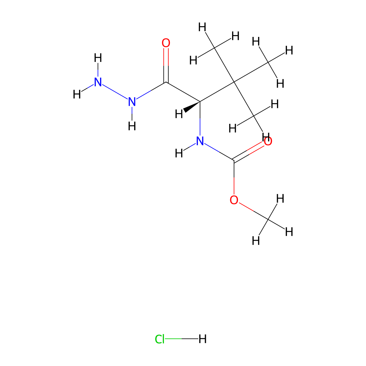 (S)-Methyl (1-hydrazinyl-3,3-dimethyl-1-oxobutan-2-yl)carbamate hydrochloride molecular structure, CAS 857904-00-8