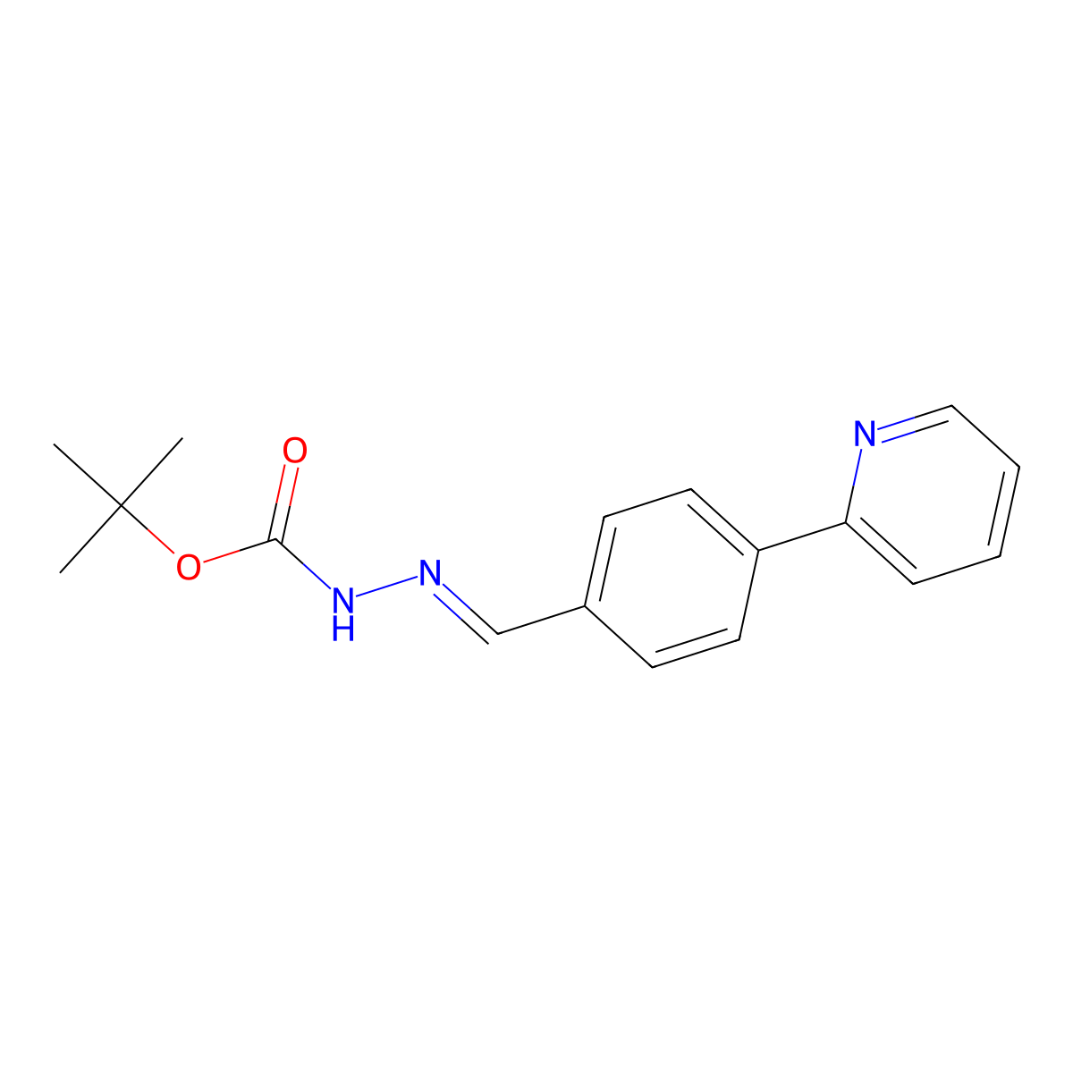 tert-butyl N-((E)-(4-pyridin-2-ylphenyl)methylideneamino)carbamate molecular structure, CAS 857904-11-1