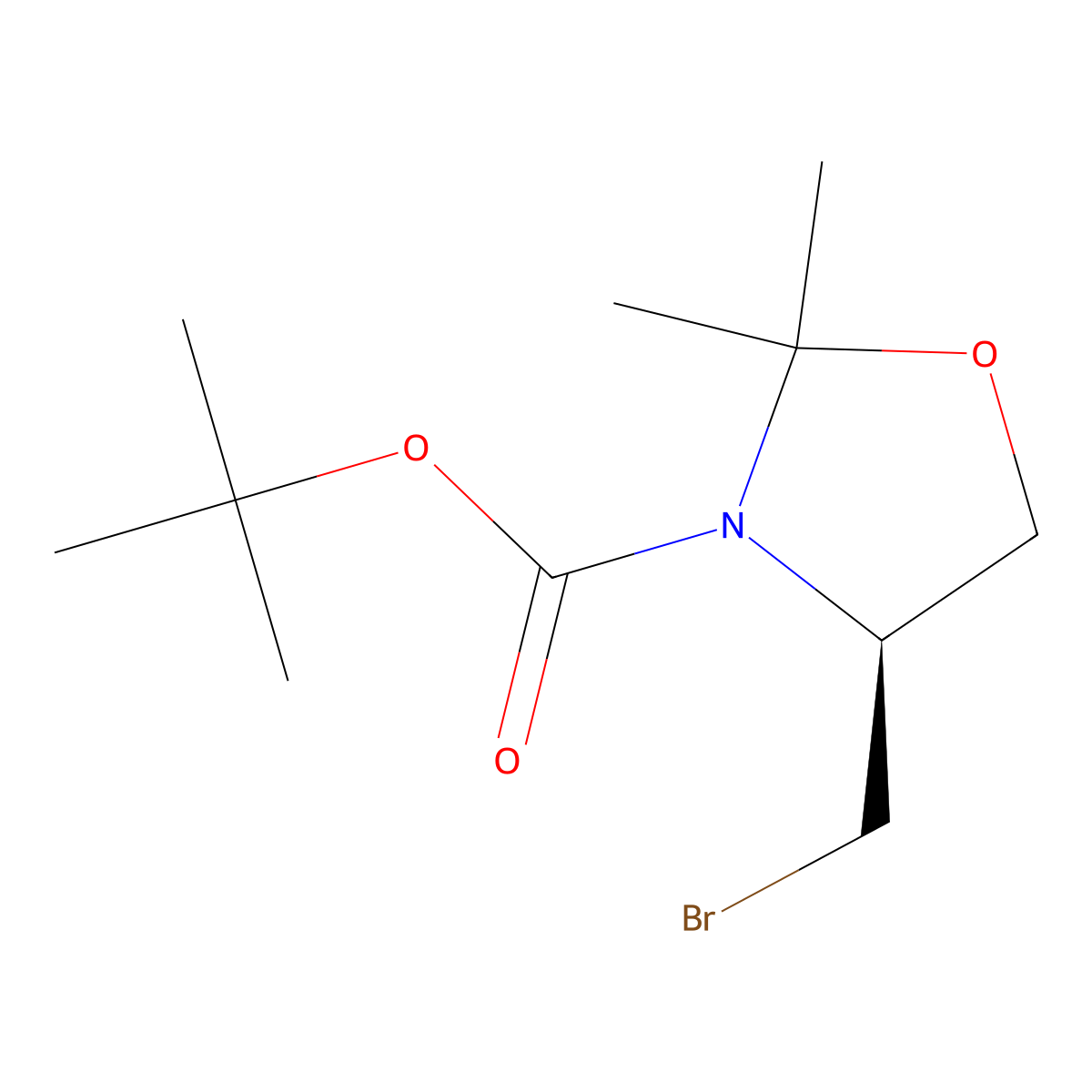 tert-butyl (4S)-4-(bromomethyl)-2,2-dimethyl-1,3-oxazolidine-3-carboxylate molecular structure, CAS 857906-94-6
