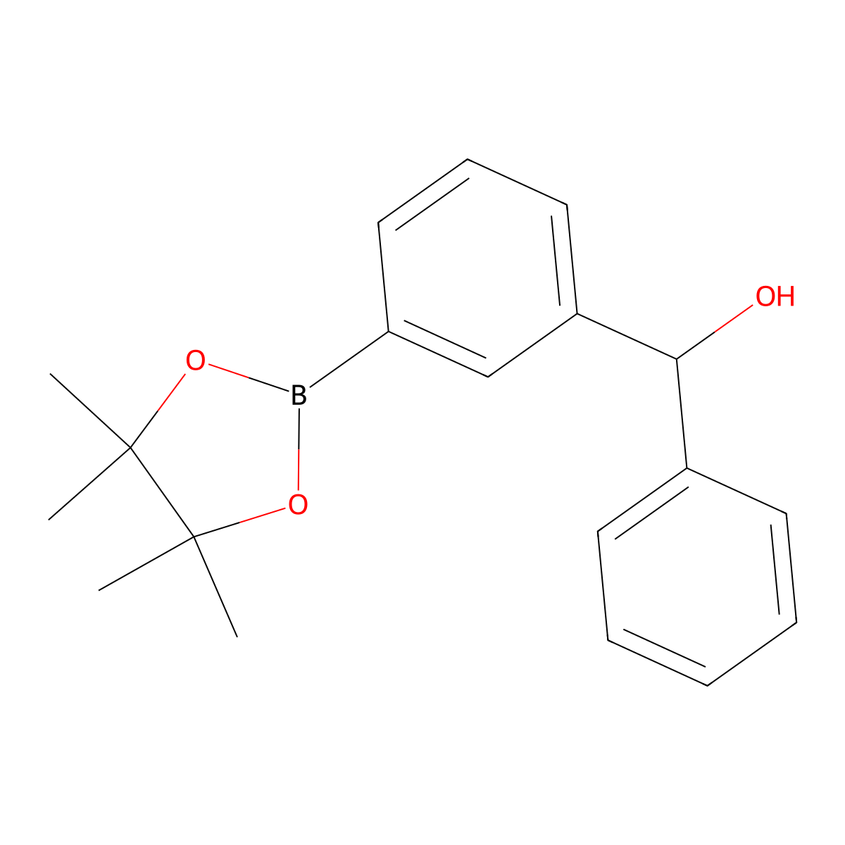 Phenyl-[3-(4,4,5,5-tetramethyl-[1,3,2]dioxaborolan-2-yl)-phenyl]-methanol molecular structure, CAS 857934-89-5