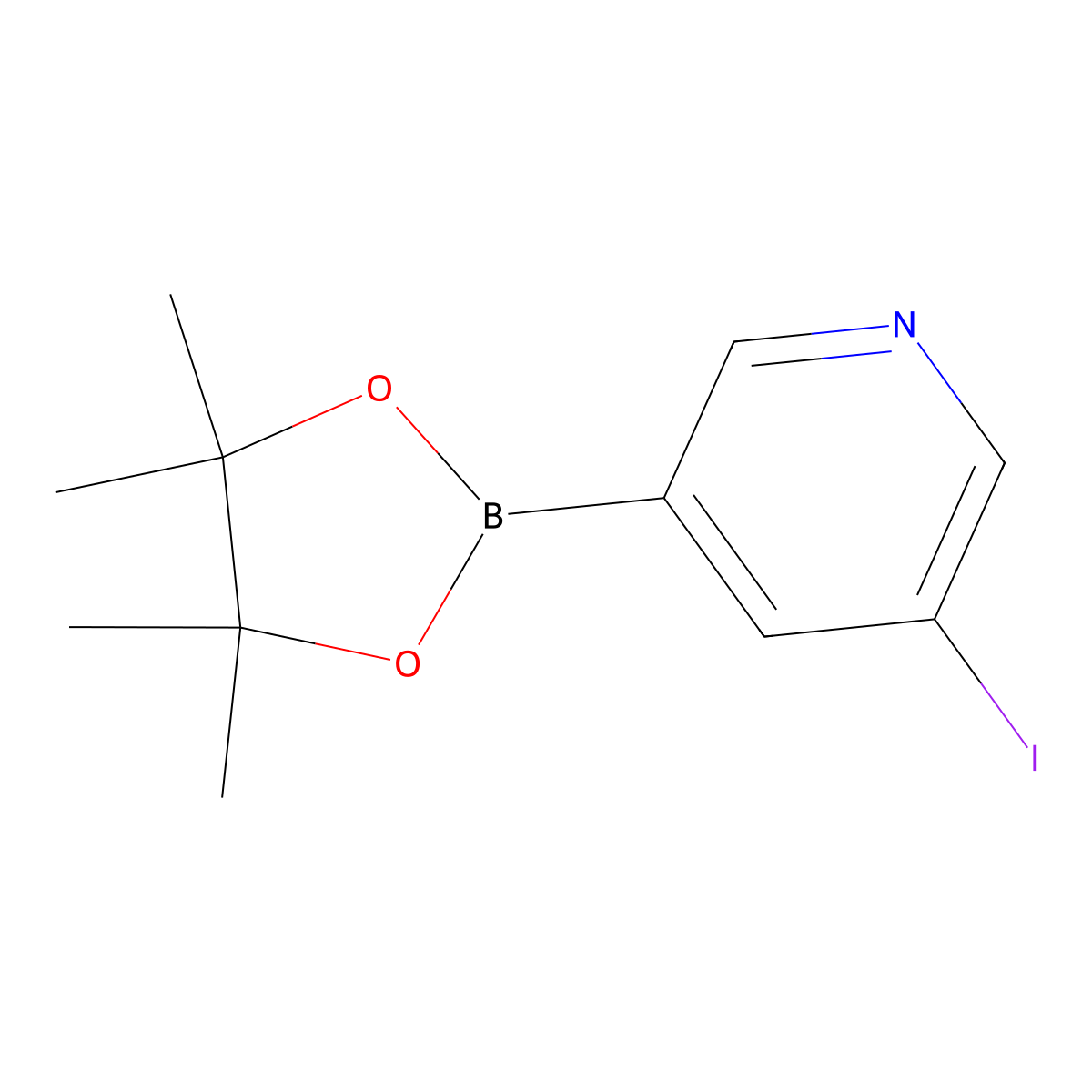3-Iodo-5-(4,4,5,5-tetramethyl-1,3,2-dioxaborolan-2-yl)pyridine molecular structure, CAS 857934-93-1