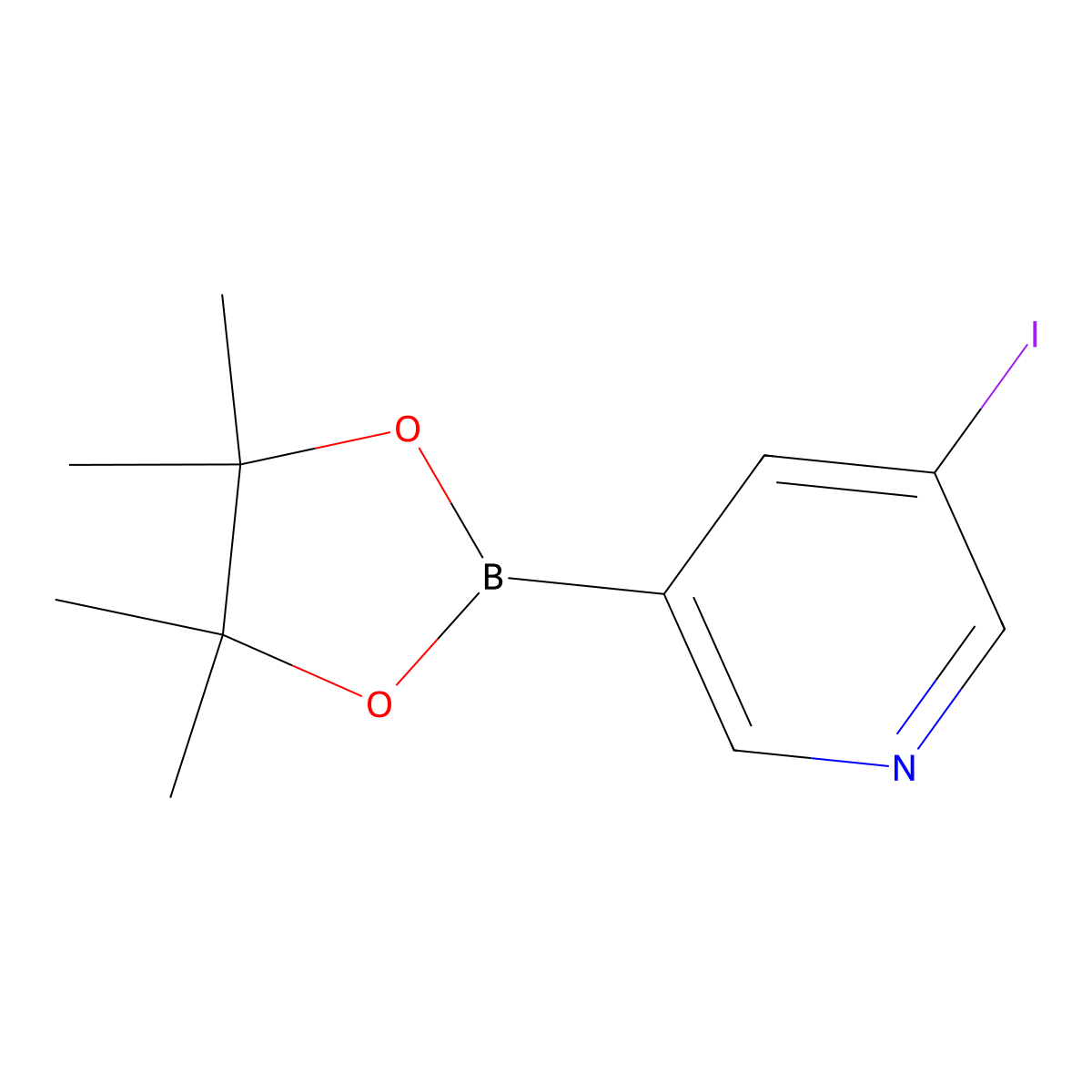 3-Iodo-5-(4,4,5,5-tetramethyl-1,3,2-dioxaborolan-2-yl)pyridine molecular structure, CAS 857934-93-1