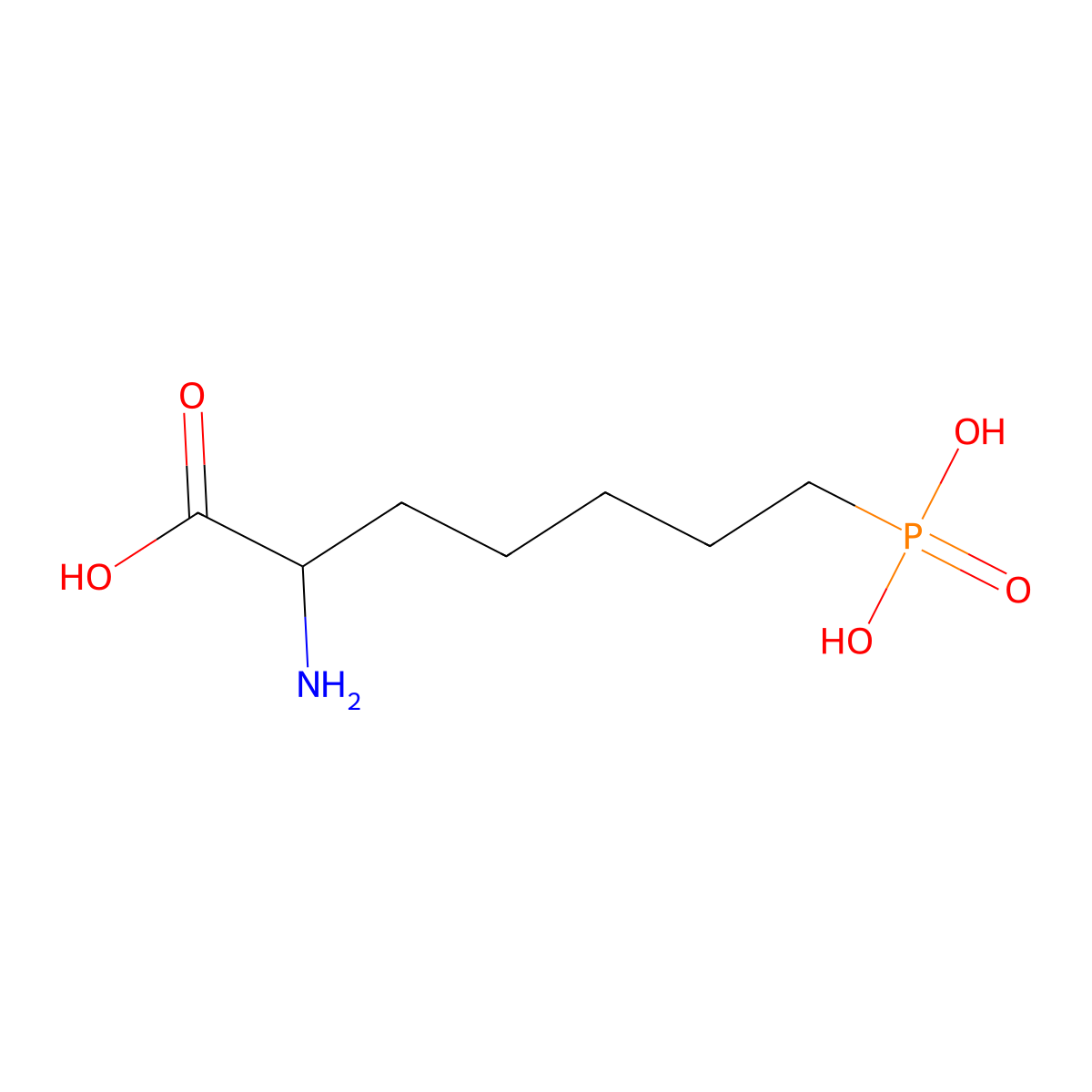 2-Amino-7-phosphonoheptanoic acid molecular structure, CAS 85797-13-3