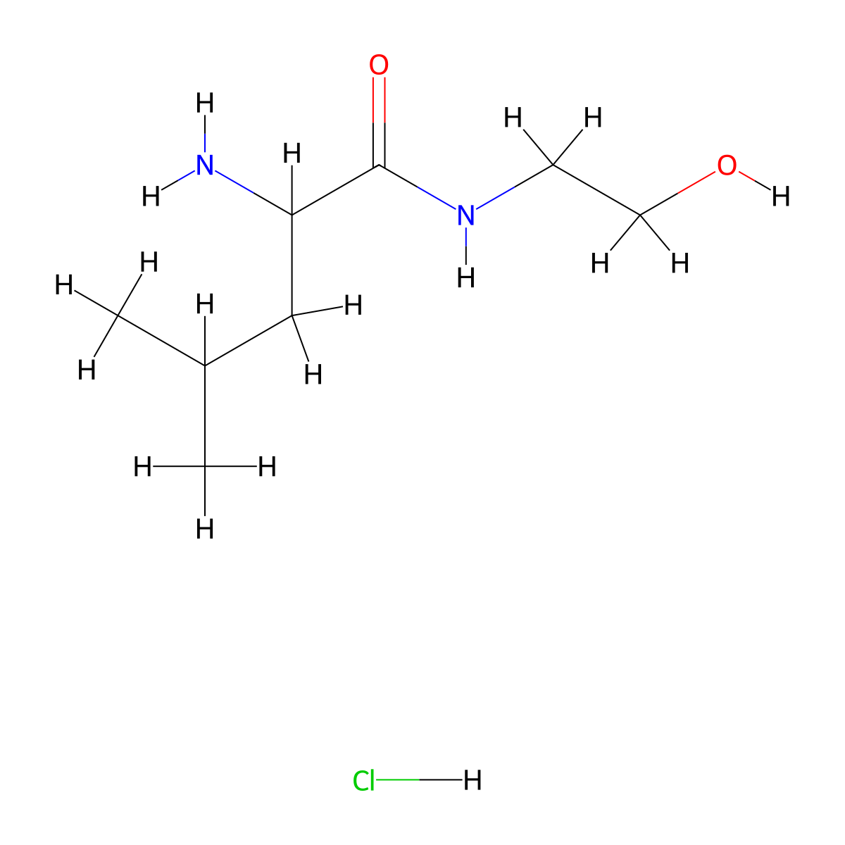 2-amino-N-(2-hydroxyethyl)-4-methylpentanamide hydrochloride molecular structure, CAS 857976-37-5