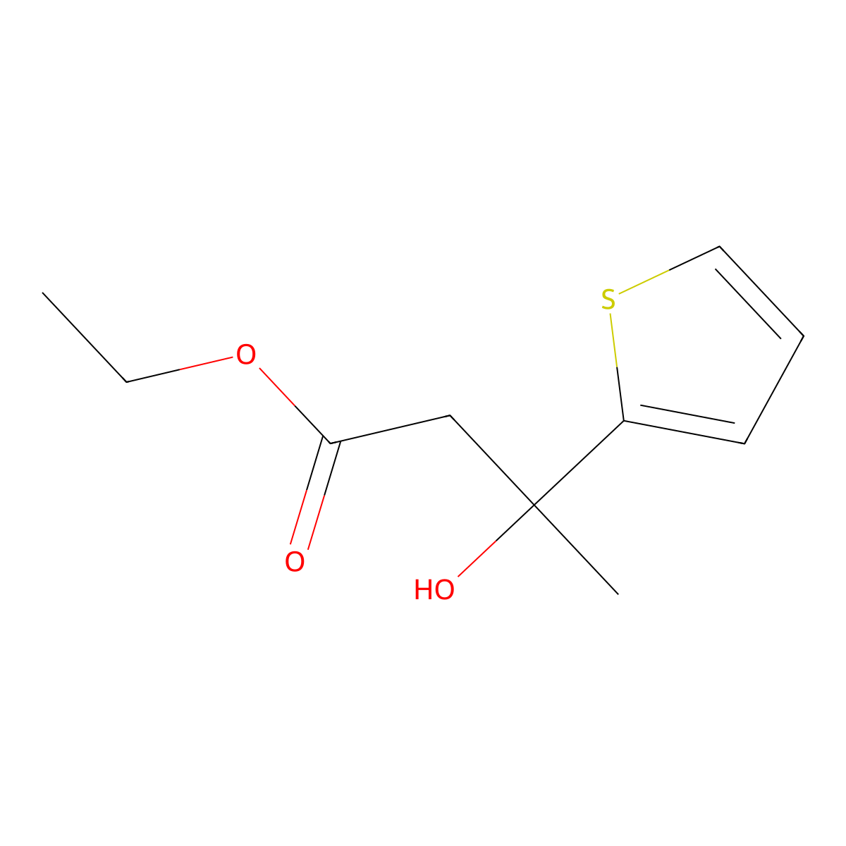 Ethyl 3-hydroxy-3-(thiophen-2-yl)butanoate molecular structure, CAS 857979-11-4